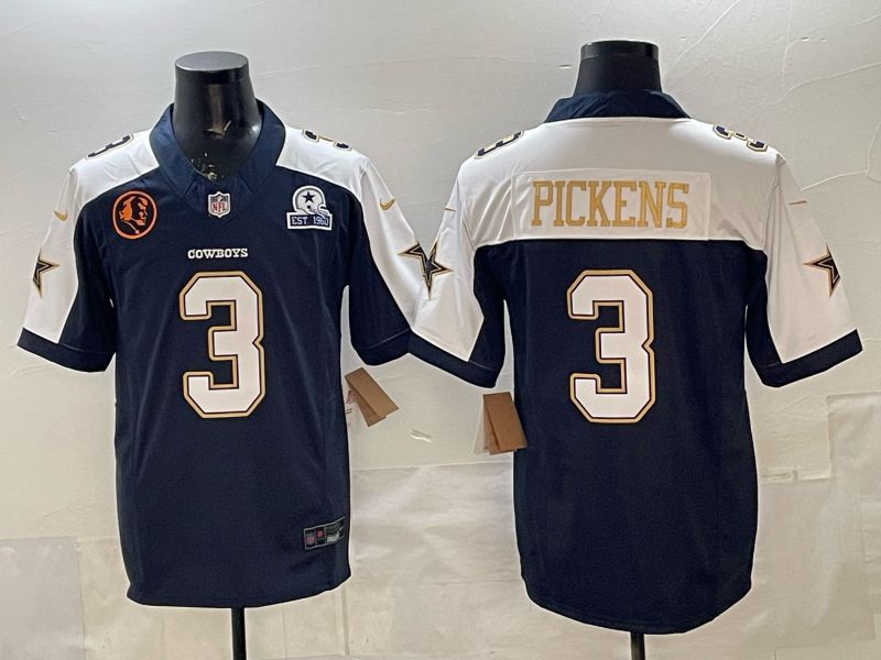Men 2026 Dallas Cowboys #3 Pickens blue 6th generation Nike Limited NFL Jersey style 01->dallas cowboys->NFL Jersey